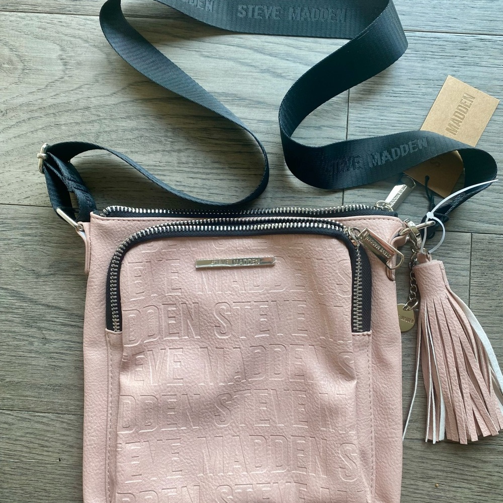 Steve Madden Pink Textured Crossbody Bag with Tassel